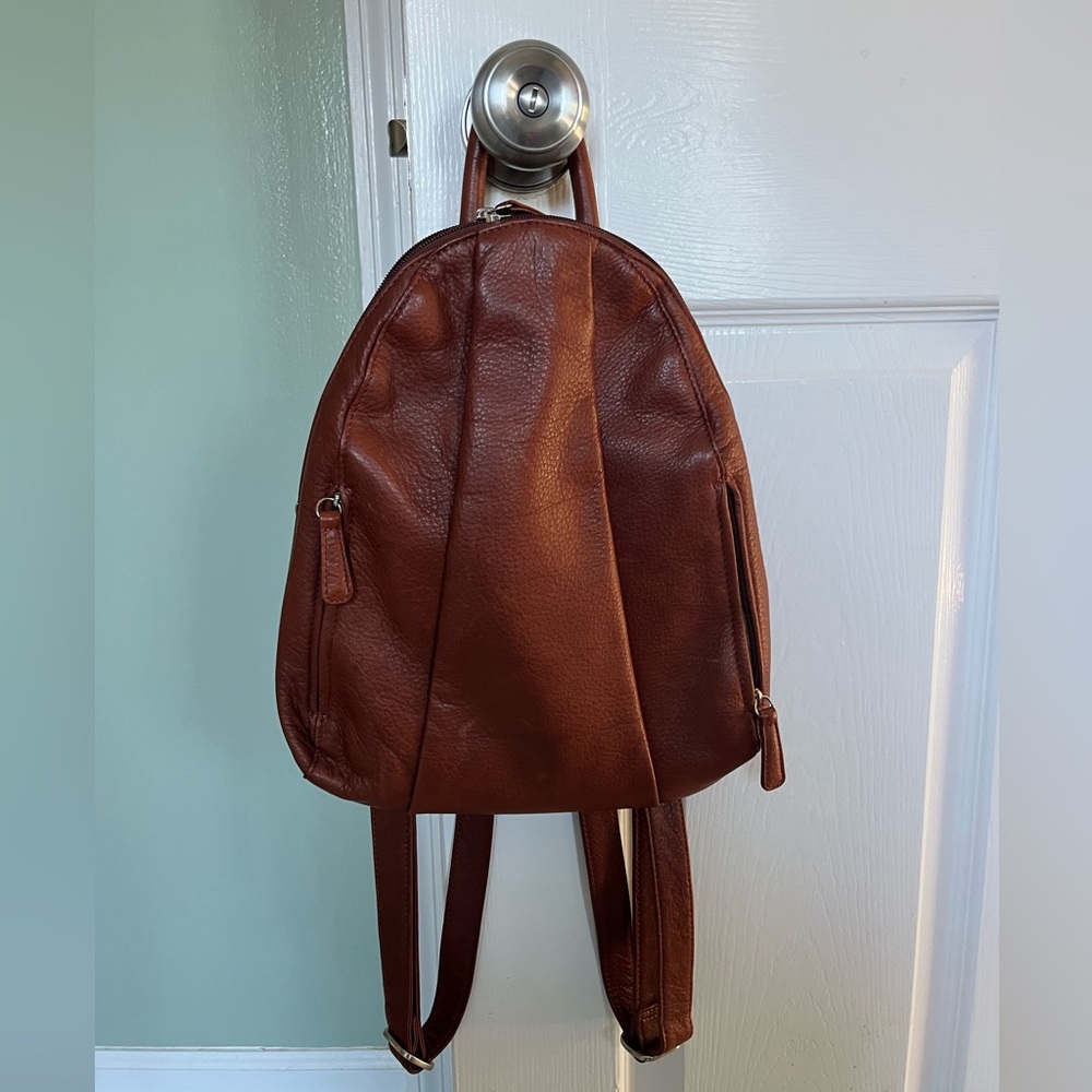 Genuine leather mini backpack